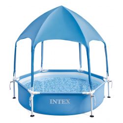 Pileta estructural Redonda Canopy Metal Frame 183 x 38 cm con techo y Spray 2719 i450