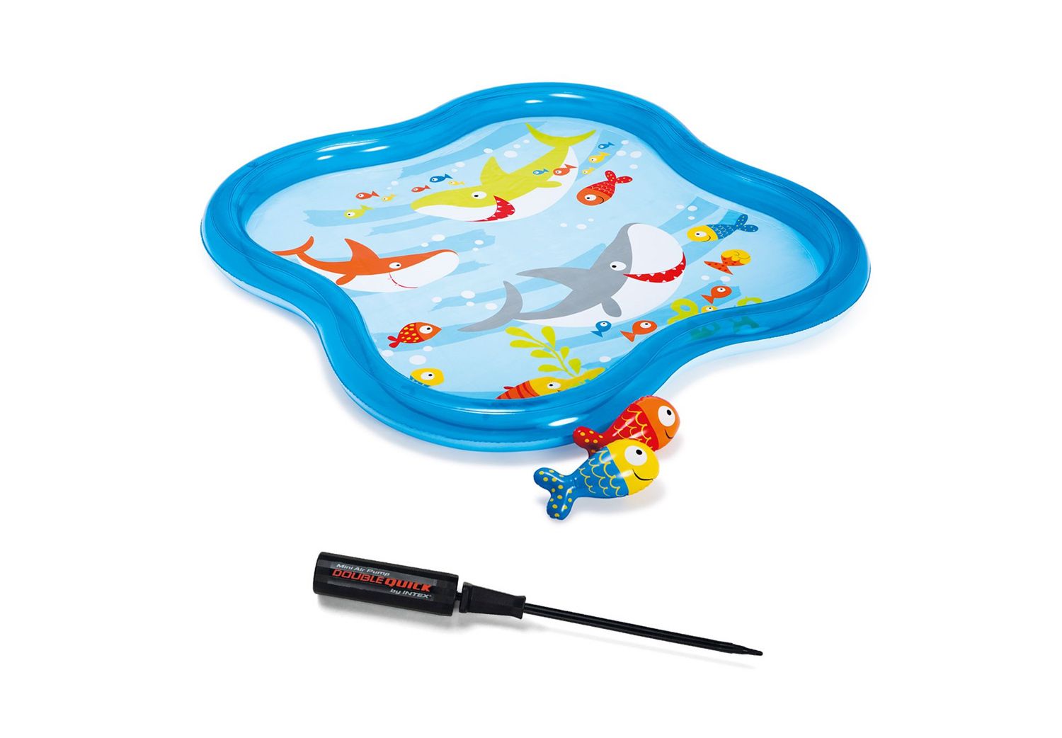 COMBO Pileta Infantil Square Spray 115 L 140 x 140 x 11 cm + Inflador 24404/8