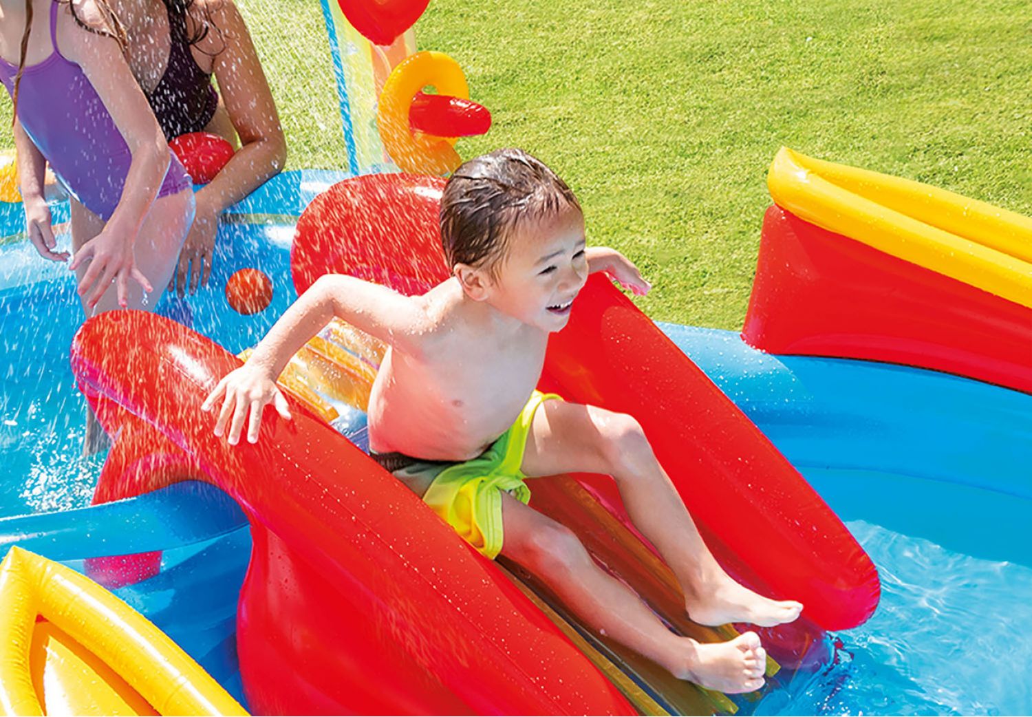 Set de Juego de agua inflable  - Play Center Inflable Rainbow   - 2.97m x 1.93m x 1.35m  Capacidad 227 Lt  Mod 19620/0