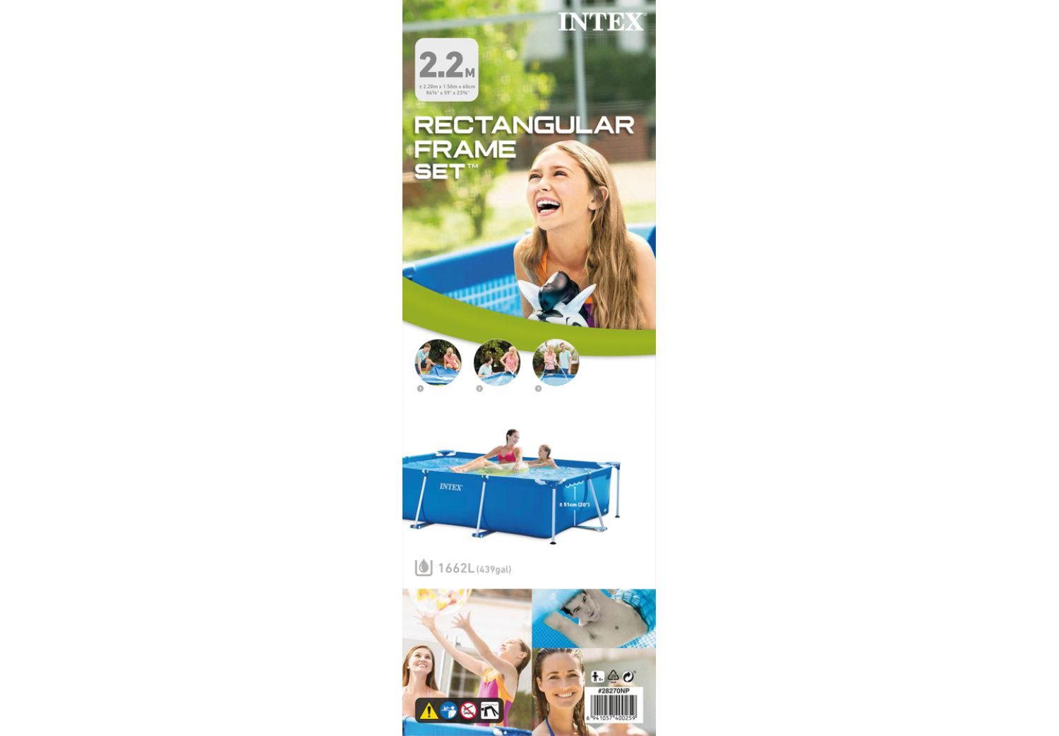 Pileta De Lona Rectangular INTEX 220 x 150 x 60 Cm 1662 lts 25626/5
