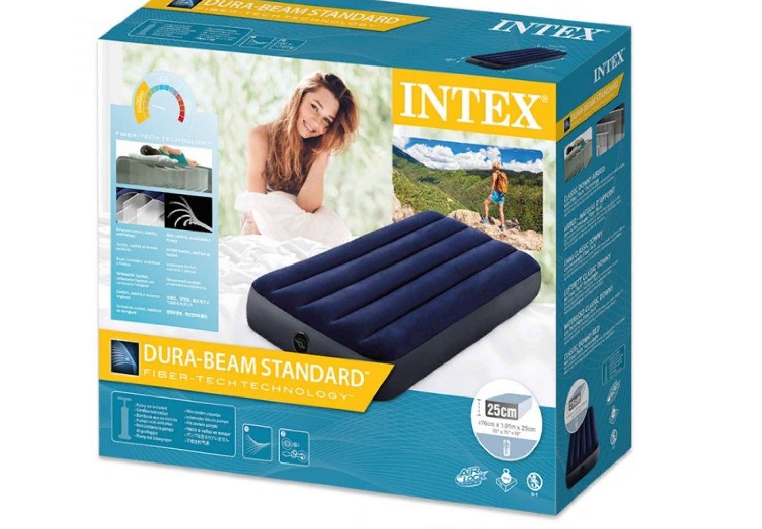Colchon Inflable Dura-Beam INTEX 76 x 191 x 25 Cm Azul 25580/4