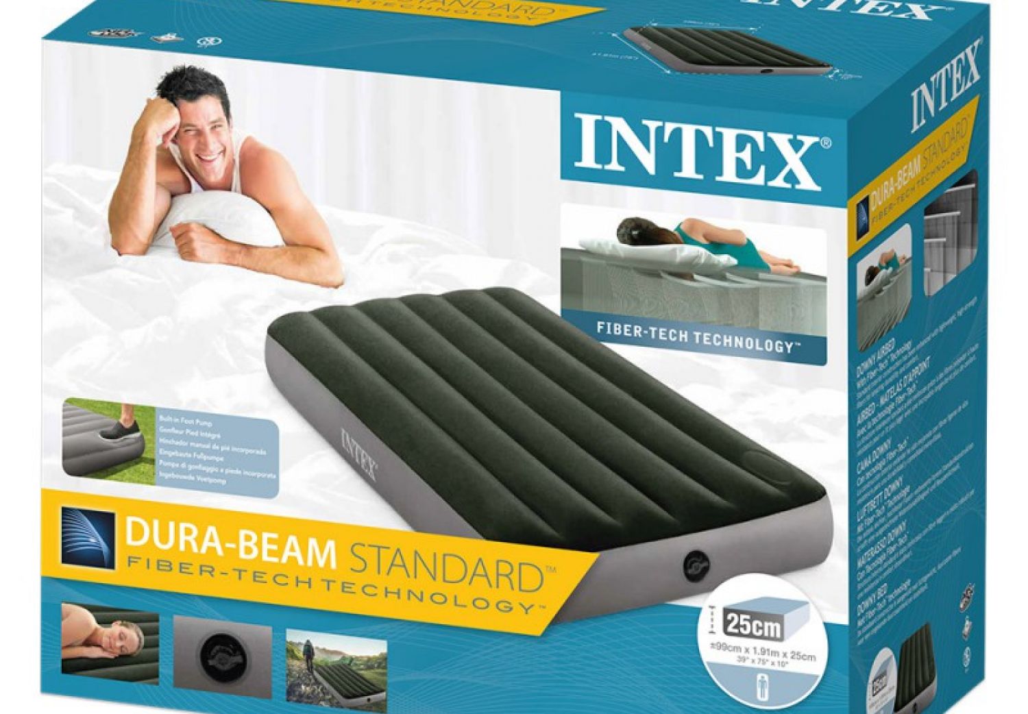 Colchon Inflable C/Inflador INTEX 99 x 191 x 25 Cm Chico 25725/5