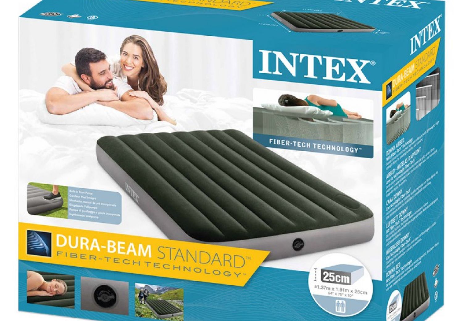 Colchon Inflable C/Inflador INTEX 137 x 191 x 25 Cm Downy Airbed 25589/5