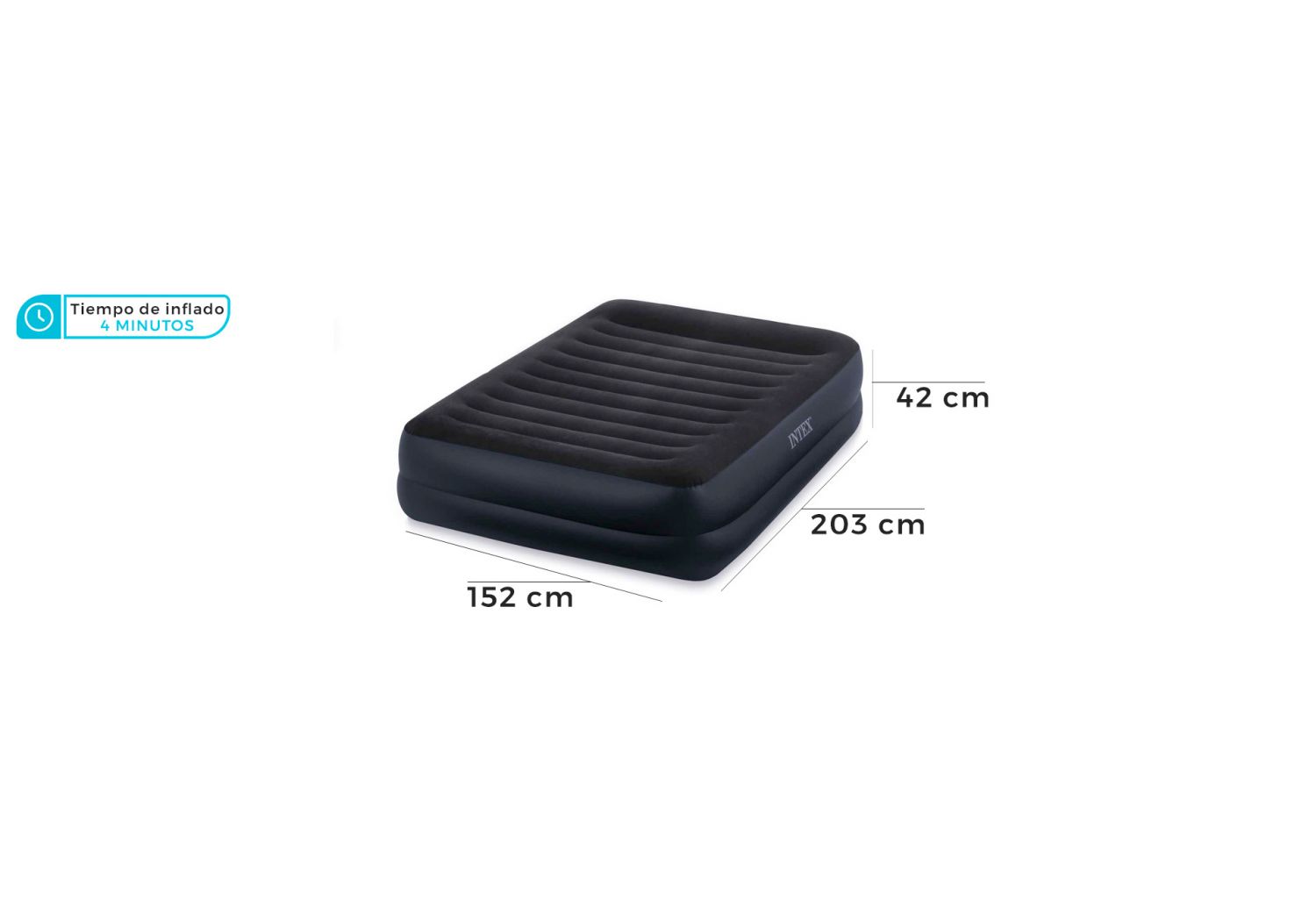 Colchón Inflable Eléctrico Dura-Beam Raised Sommier 2 Plazas 152 x 203 x 42 cm 23734/9